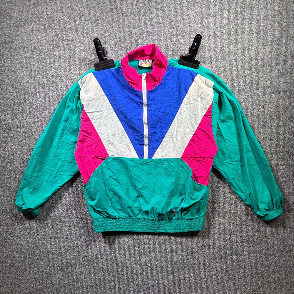 VTG Cricket Lane Windbreaker Jacket Women's Medium Multi Colorblock Made in USA
